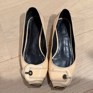 Fendi Cream Flats with Buckle Detail
